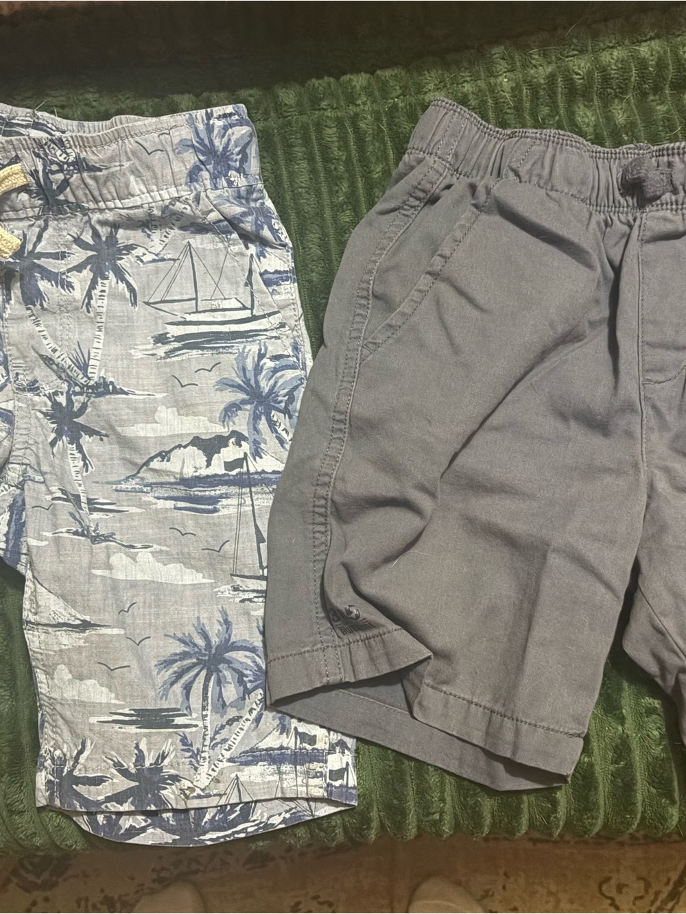 Place Blue Palm-Print and Solid Slate Kids Shorts Set